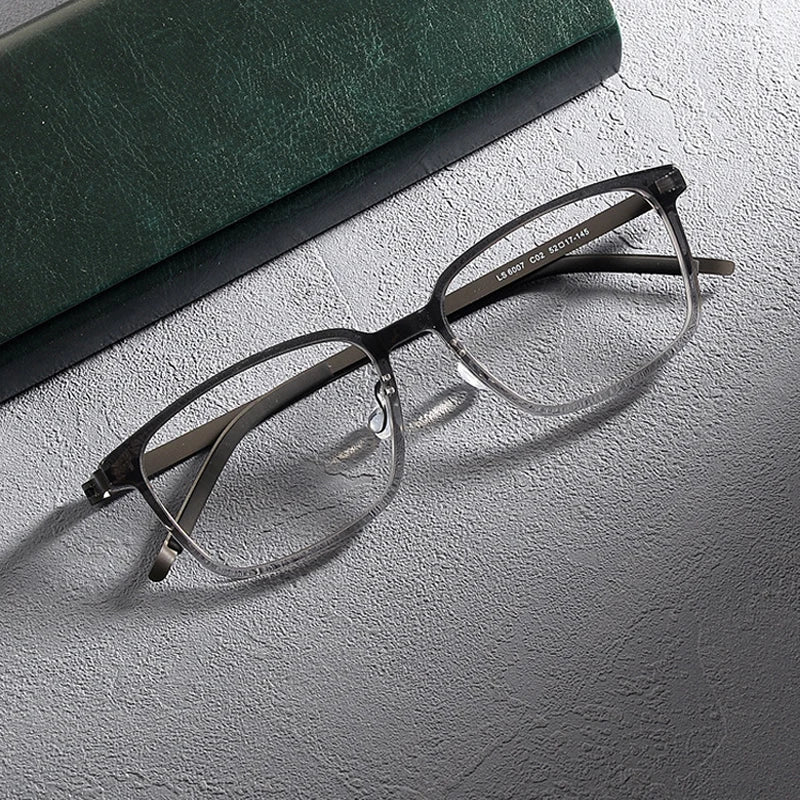 Gatenac Unisex Full Rim Square Screwless Acetate Alloy Eyeglasses 1235 Full Rim Gatenac Gray