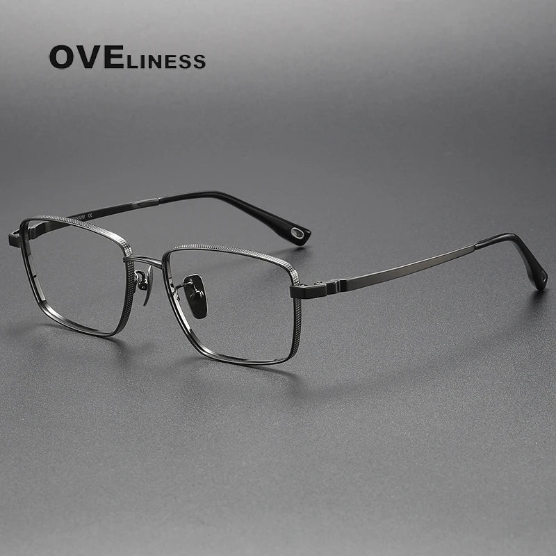 Oveliness Men's Full Rim Square Titanium Eyeglasses 80929 Full Rim Oveliness gun  