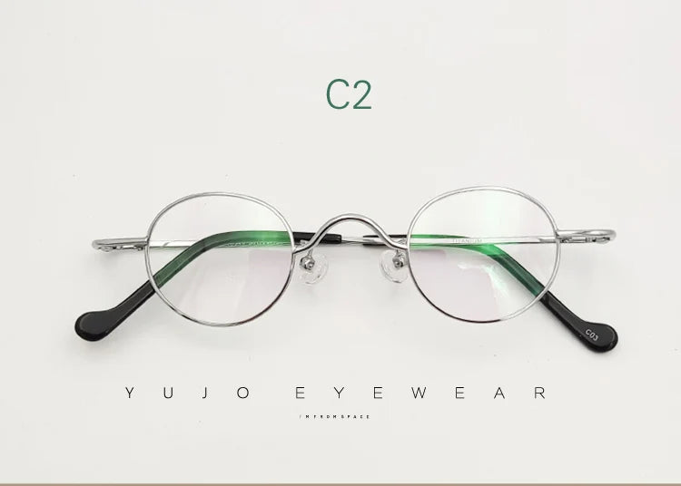 Yujo Unisex Full Rim Small Round Titanium Eyeglasses 3629e Full Rim Yujo C2 CHINA 