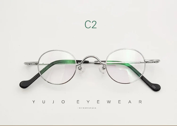 Yujo Unisex Full Rim Small Round Titanium Eyeglasses 3629e Full Rim Yujo C2 CHINA 