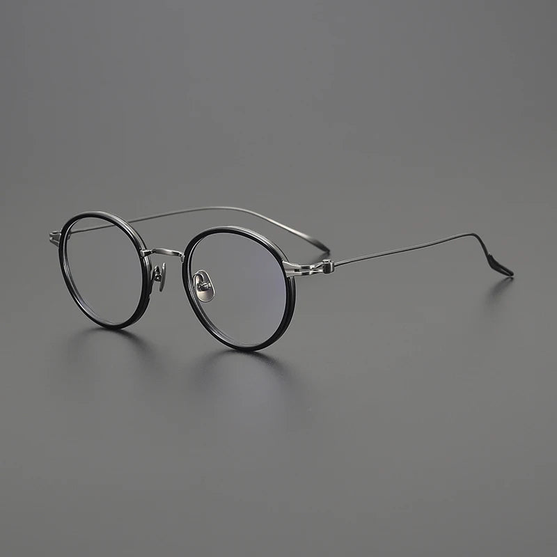 Gatenac Unisex Full Rim Round Acetate Titanium Eyeglasses Gxyj1552