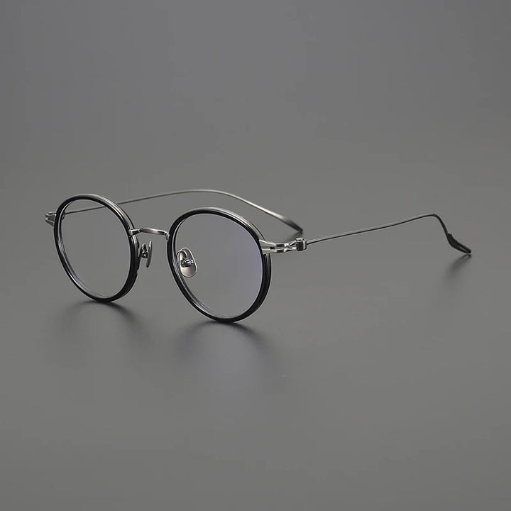Gatenac Unisex Full Rim Round Acetate Titanium Eyeglasses Gxyj1552