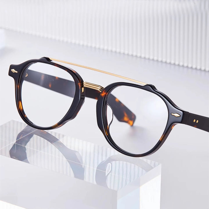Black Mask Unisex Full Rim Oval Double Bridge Acetate Eyeglasses 63468