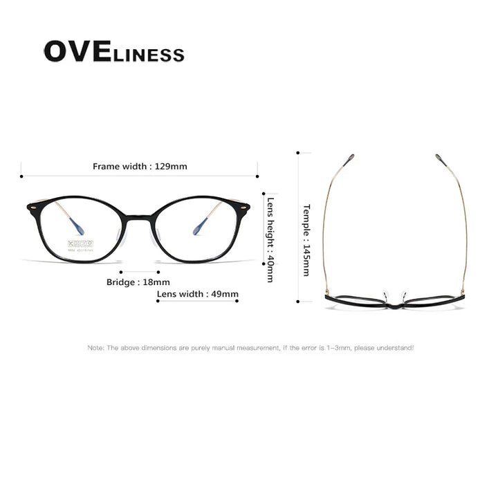 Oveliness Unisex Full Rim Square Acetate Titanium Eyeglasses 8654 Full Rim Oveliness   