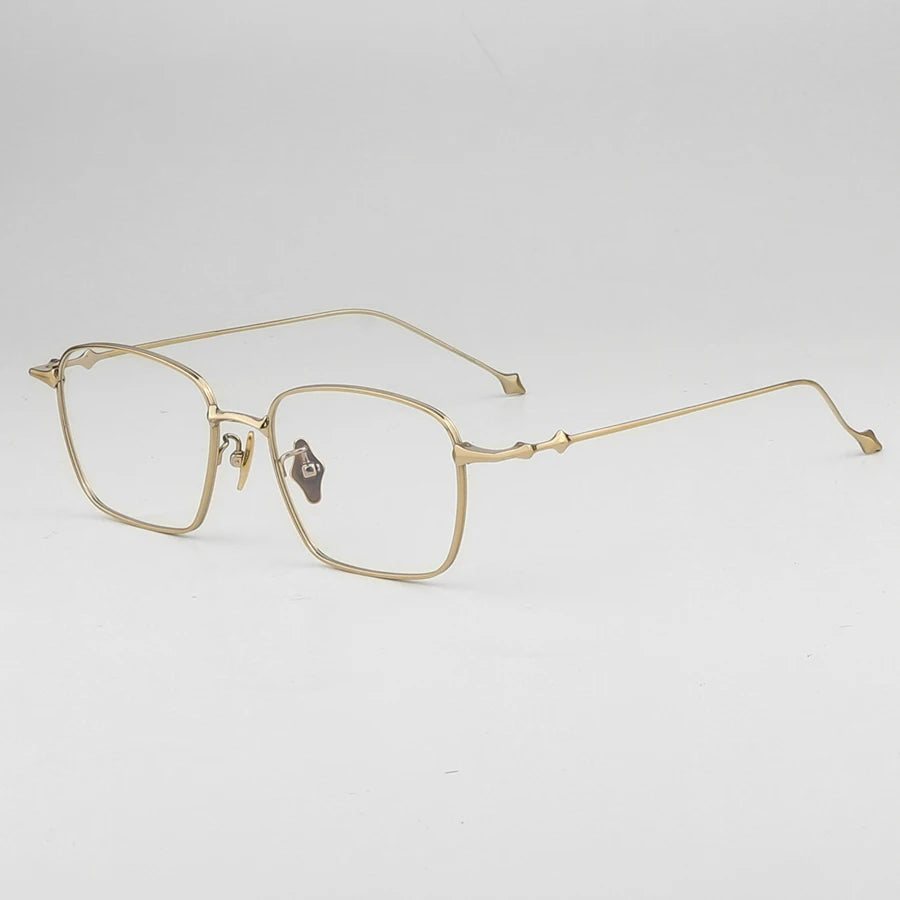 Muzz Unisex Full Rim Square Ip Plated Titanium Eyeglasses Bab82 Full Rim Muzz Gold