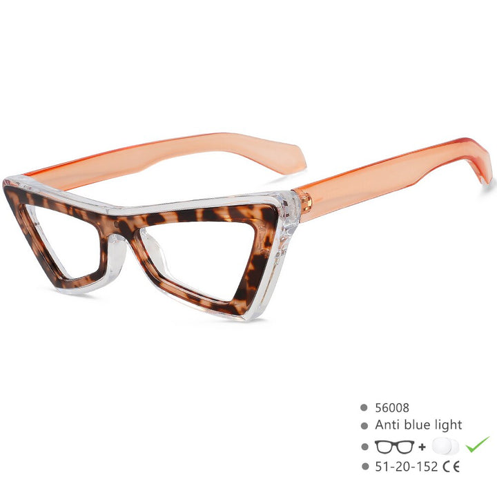 CCspace Unisex Full Rim Big Square Cat Eye Acetate Eyeglasses 56008 Full Rim CCspace C4TeaWhite