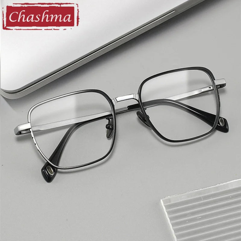 Chashma Ottica Men's Full Rim Polygon Square Titanium Eyeglasses 41007