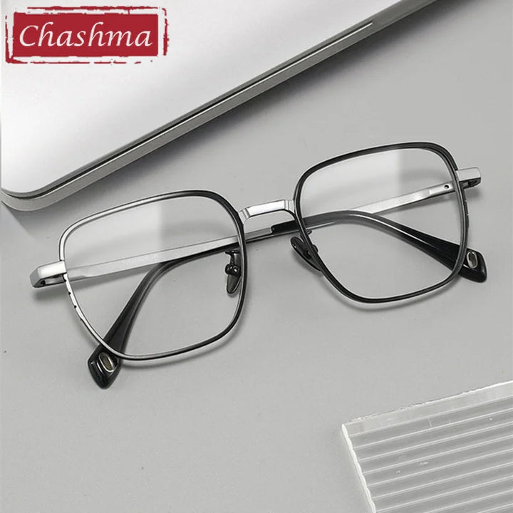 Chashma Ottica Men's Full Rim Polygon Square Titanium Eyeglasses 41007