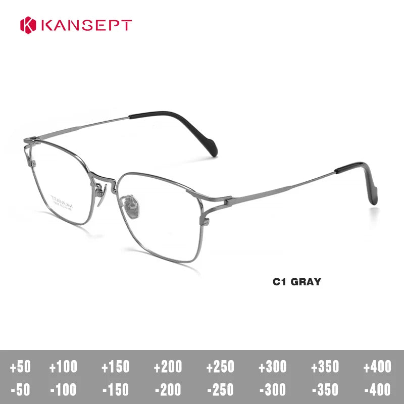 Kansept Men's Full Rim Polygon Square Titanium Reading Glasses 40038