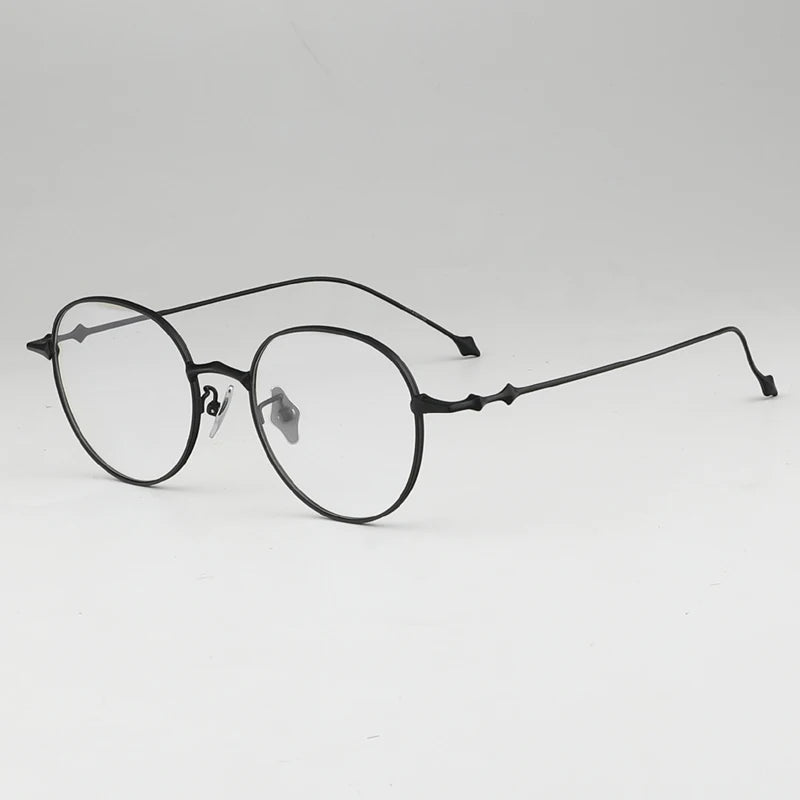 Muzz Unisex Full Rim Round Titanium Ip Plated Eyeglasses Ep87 Full Rim Muzz black