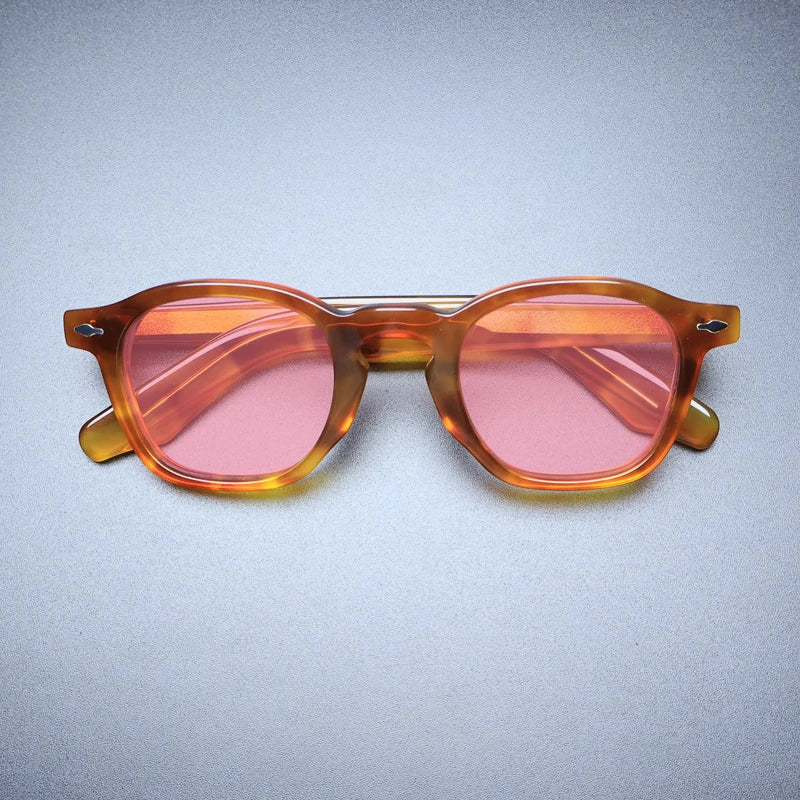 Gatenac Unisex Full Rim Square Acetate Polarized Sunglasses M001 Sunglasses Gatenac Flax Pink  