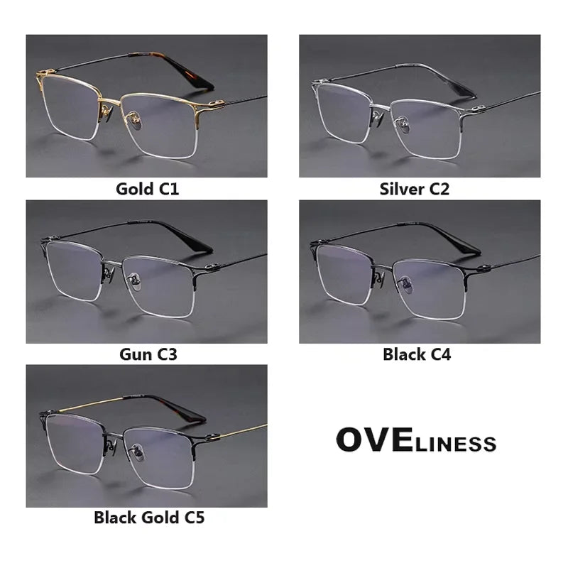 Oveliness Unisex Semi Rim Square Titanium Acetate Eyeglasses 81002 Semi Rim Oveliness