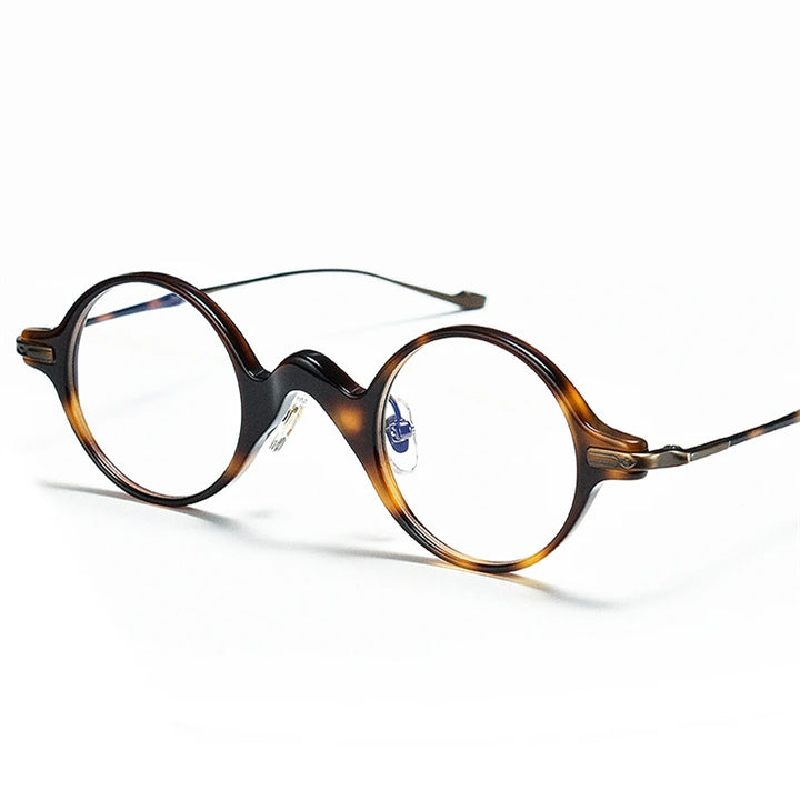Black Mask Unisex Full Rim Round Titanium Acetate Eyeglasses 95950