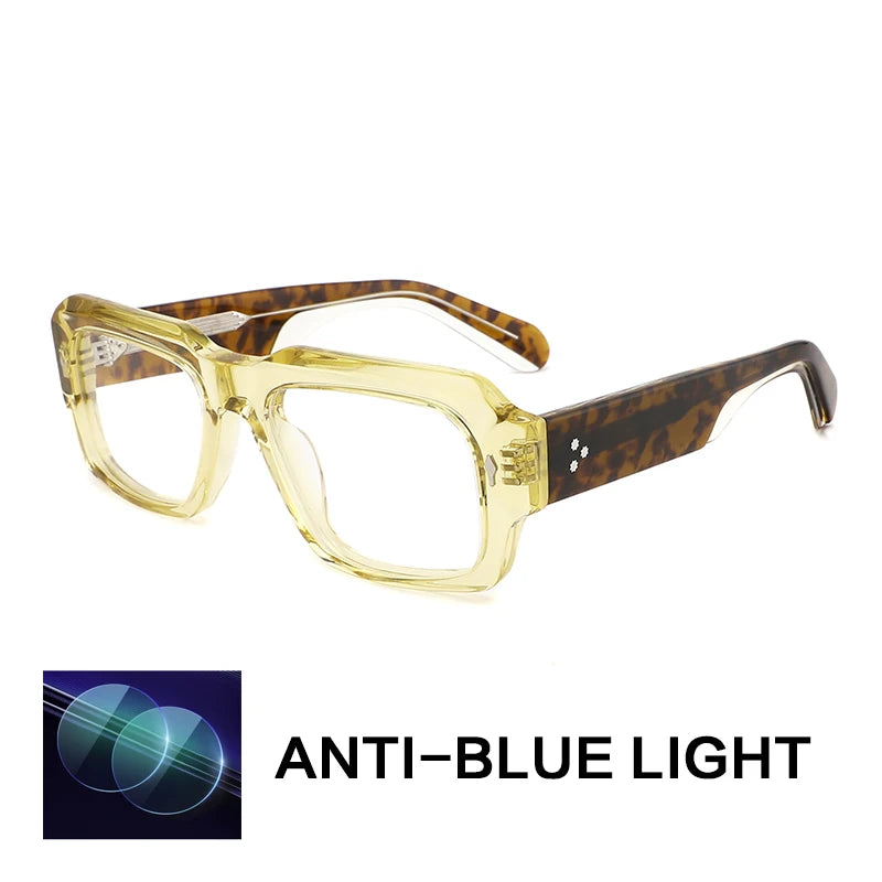 Gatenac Unisex Full Rim Big Square Acetate Reading Glasses G91019