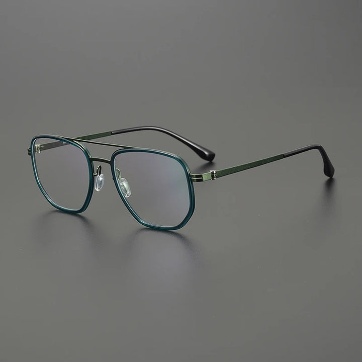 Gatenac Unisex Full Rim Square Double Bridge Acetate Titanium Eyeglasses 31567