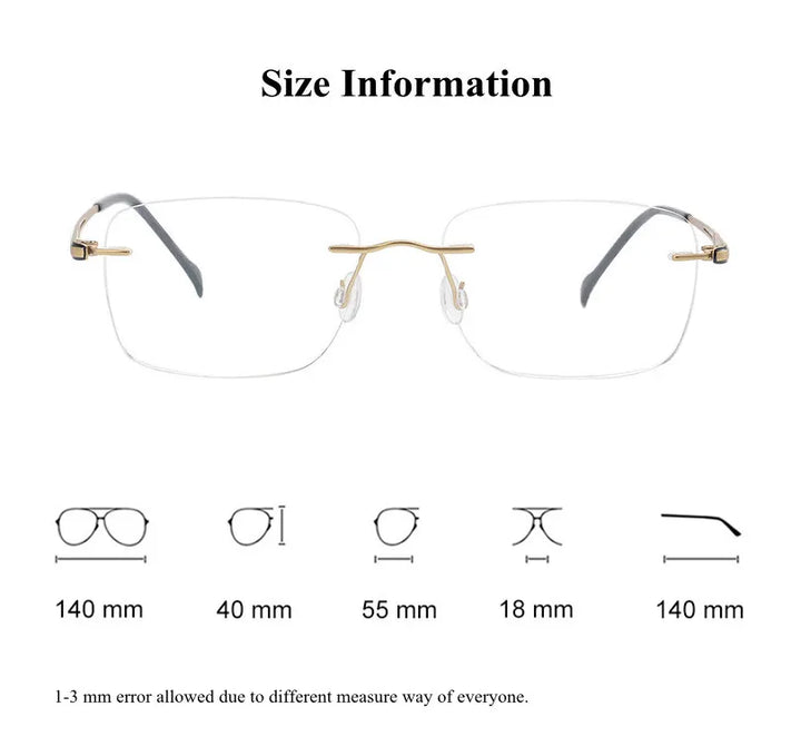 Chashma Unisex Rimless Square Titanium Eyeglasses 16065