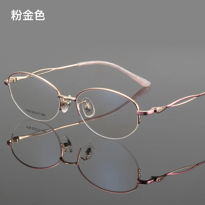 Bclear Women's Semi Rim Oval Alloy Eyeglasses 61118