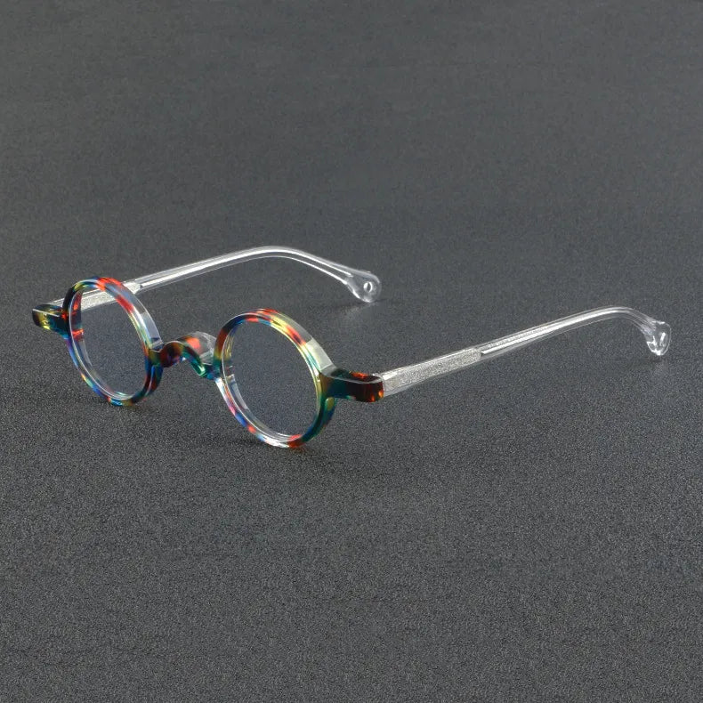 CCspace Unisex Full Rim Small Round Acetate Eyeglasses 56935 Full Rim CCspace C5Rainbow
