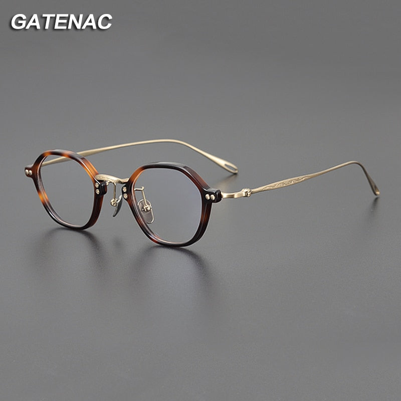 Gatenac Unisex Full Rim Round Titanium Acetate Eyeglasses Gxyj1090 Full Rim Gatenac