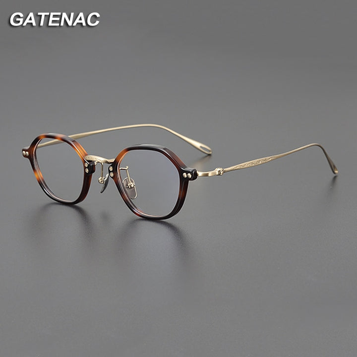 Gatenac Unisex Full Rim Round Titanium Acetate Eyeglasses Gxyj1090 Full Rim Gatenac