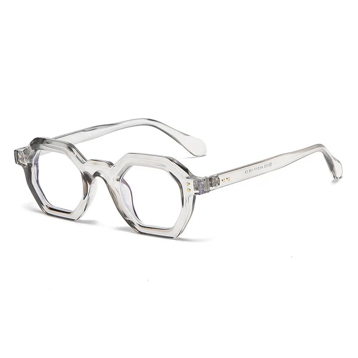 CCspace Unisex Full Rim Polygon Plastic Eyeglasses 56891 Full Rim CCspace C3ClearGrey