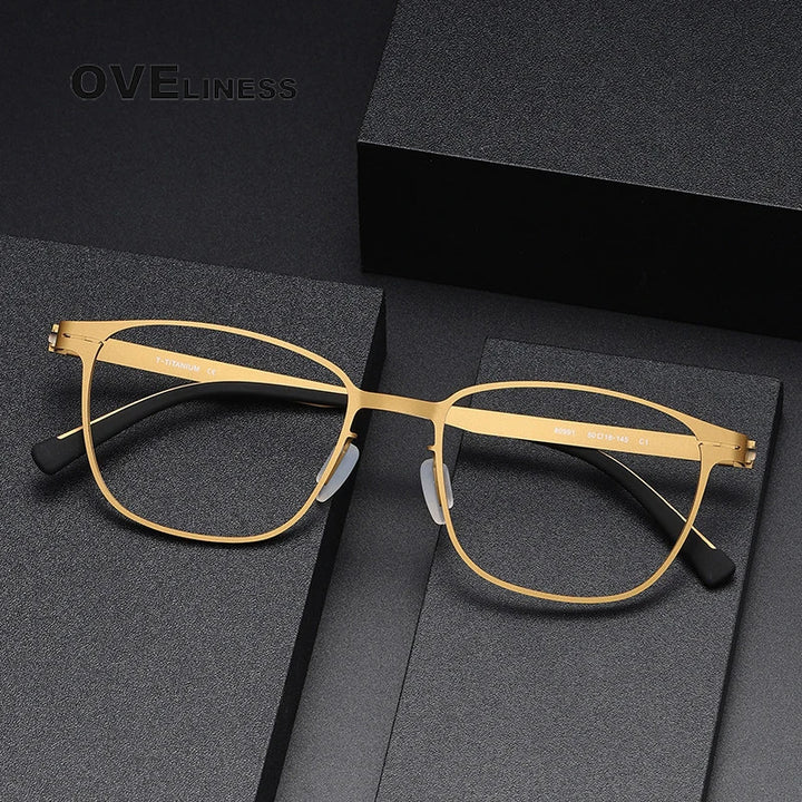 Oveliness Unisex Full Rim Square Screwless Titanium Eyeglasses 0978 Full Rim Oveliness