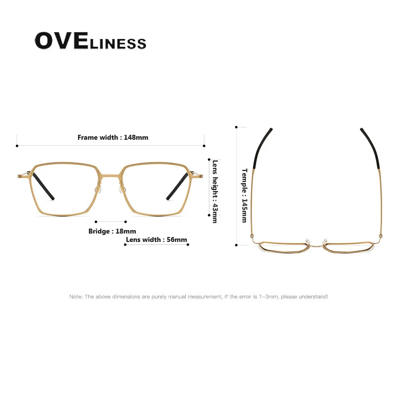 Oveliness Unisex Full RIm Polygon Screwless Titanium Eyeglasses 5514 Full Rim Oveliness