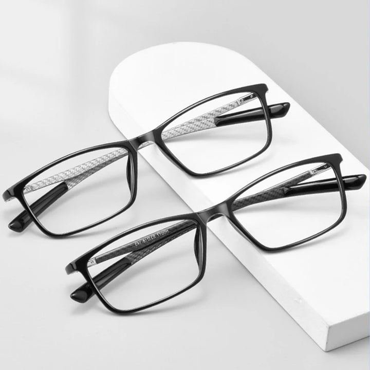Kocolior Unisex Full Rim Square Carbon Fibre Tr 90 Hyperopic Reading Glasses 0017 Reading Glasses Kocolior