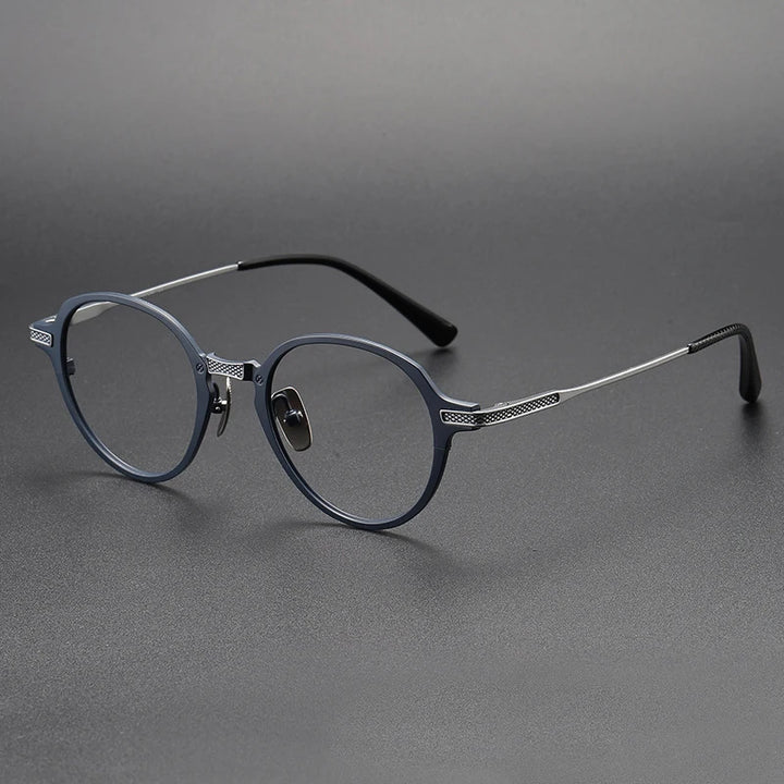 Black Mask Unisex Full Rim Oval Round Titanium Eyeglasses 55426