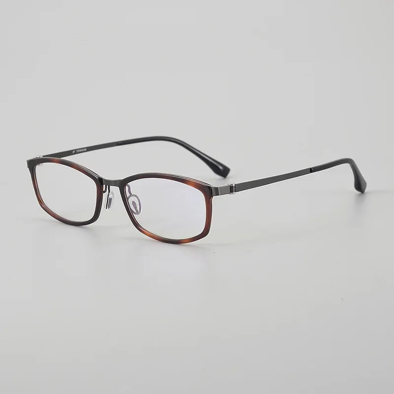 Hewei Women's Full Rim Oval Square Titanium Acetate Eyeglasses 842003 Full Rim Hewei C4 CHINA