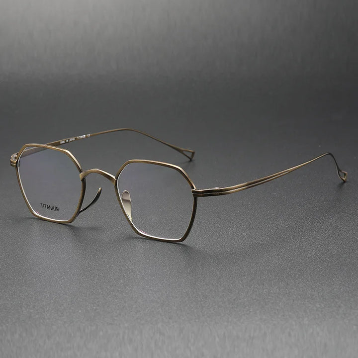 Aimee Unisex Full Rim Polygon Titanium Eyeglasses 11130 Full Rim Aimee Bronze