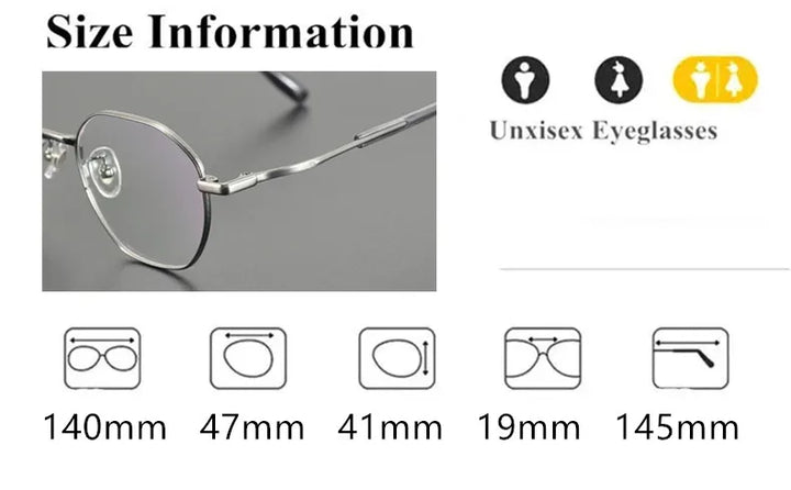 Aimee Unisex Full Rim Flat Top Round Polygon Titanium Eyeglasses 5016 Full Rim Aimee