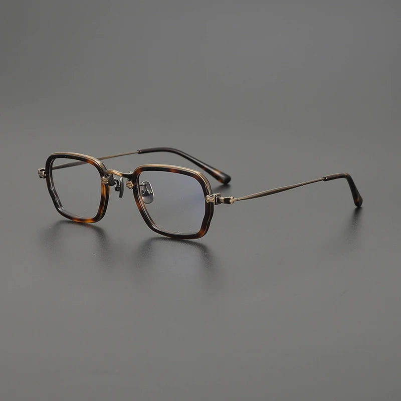 Gatenac Unisex Full Rim Big Square Titanium Acetate Eyeglasses Gxy1556 Full Rim Gatenac Tortoiseshell