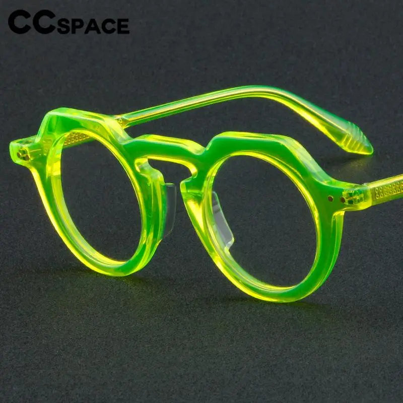 CCspace Women's Full Rim Flat Top Round Acetate Eyeglasses 56936 Full Rim CCspace