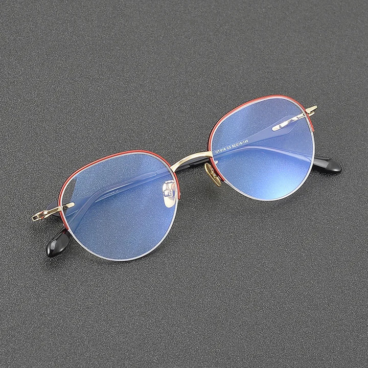 Hewei Unisex Semi Rim Stainless Steel Eyeglasses 415019 Semi Rim Hewei