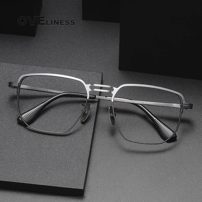 Oveliness Men's Full Rim Square Titanium Eyeglasses D153 Full Rim Oveliness   