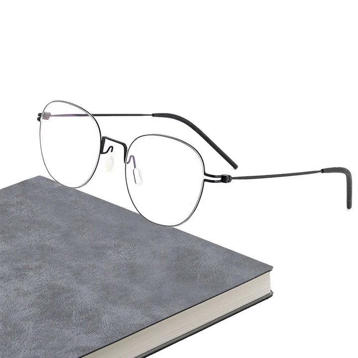 Black Mask Women's Full Rim Oval Screwless Titanium Eyeglasses 199892