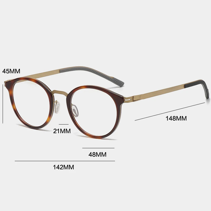 Gatenac Unisex Full Rim Round Titanium Eyeglasses Gxyj1155 Full Rim Gatenac