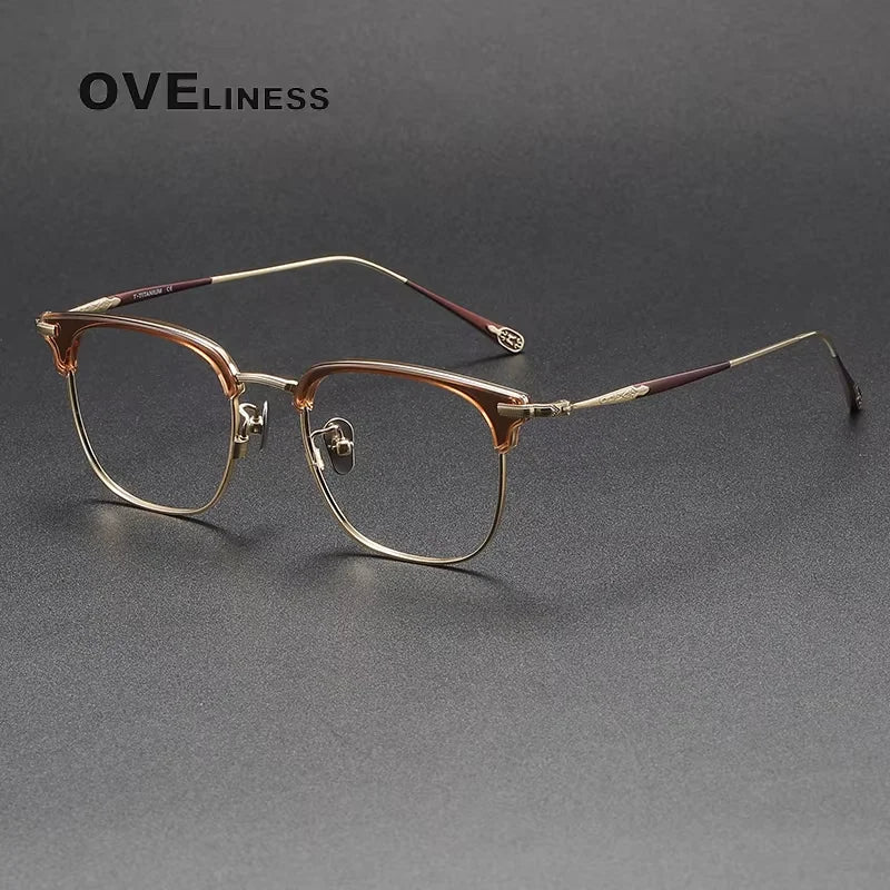 Oveliness Unisex Full Rim Square Acetate Titanium Eyeglasses 80901