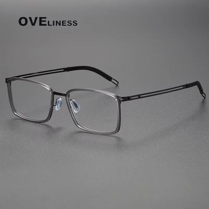 Oveliness Women's Full Rim Square Titanium Acetate Eyeglasses 82004 Full Rim Oveliness grey black