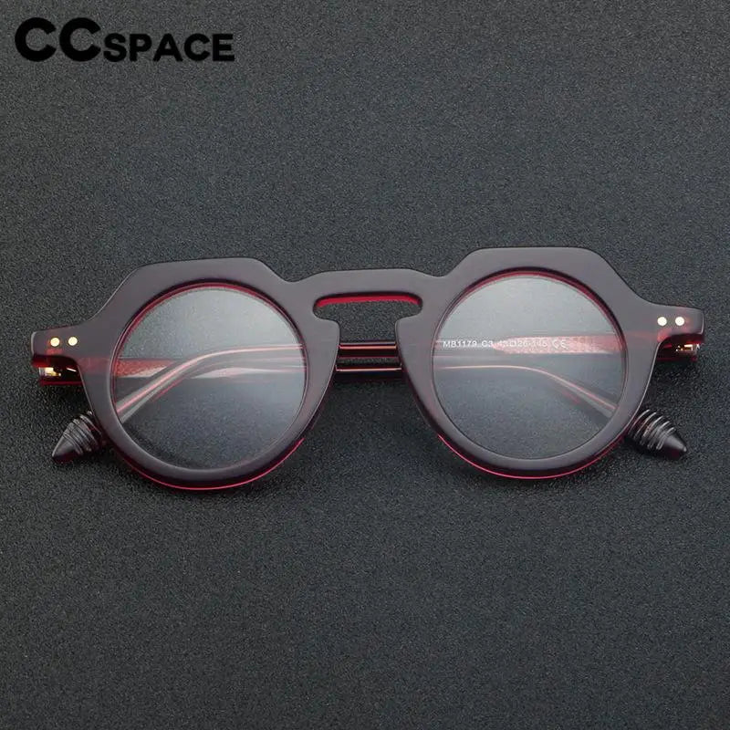 CCspace Women's Full Rim Flat Top Round Acetate Eyeglasses 56936 Full Rim CCspace