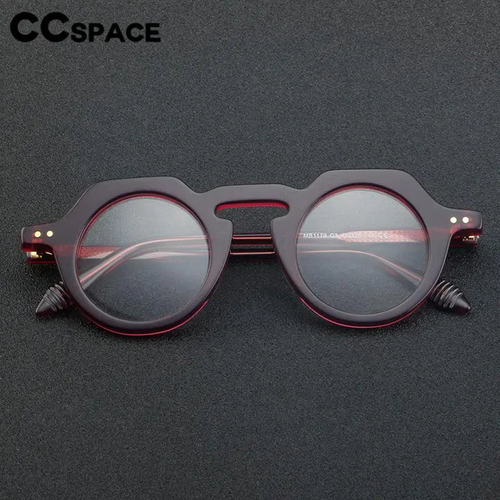 CCspace Women's Full Rim Flat Top Round Acetate Eyeglasses 56936 Full Rim CCspace