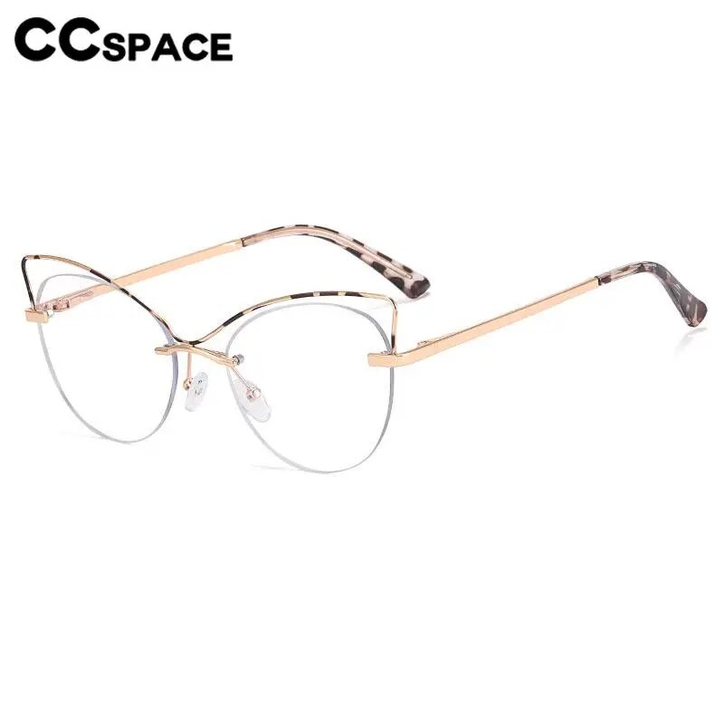 CCspace Women's Semi Rim Cat Eye Alloy Eyeglasses 57026 Semi Rim CCspace