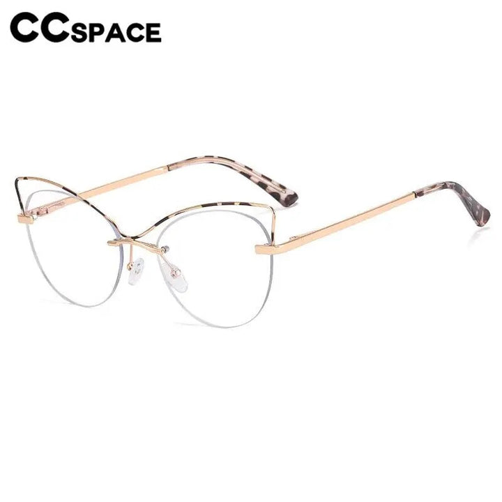CCspace Women's Semi Rim Cat Eye Alloy Eyeglasses 57026 Semi Rim CCspace