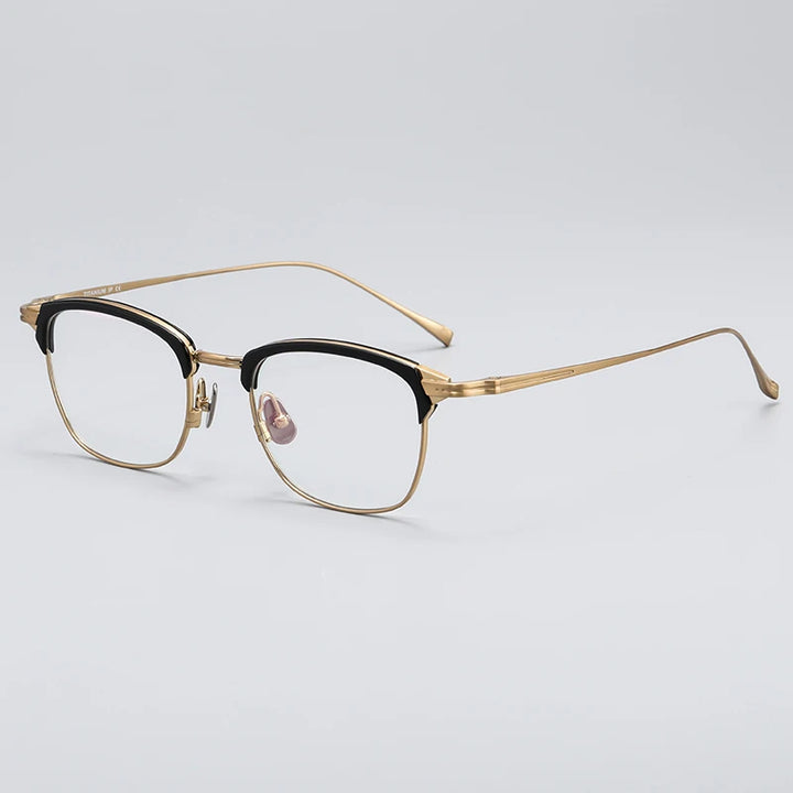 Black Mask Unisex Full Rim Square Acetate Titanium Eyeglasses 194526
