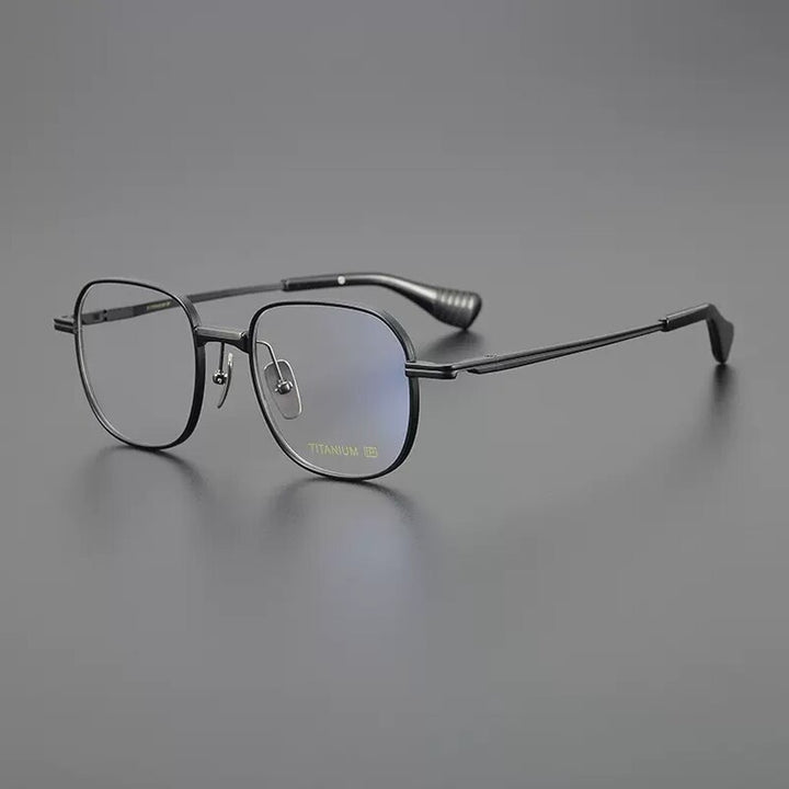Gatenac Unisex Full Rim Square Titanium Eyeglasses Gxyj1086 Full Rim Gatenac Black