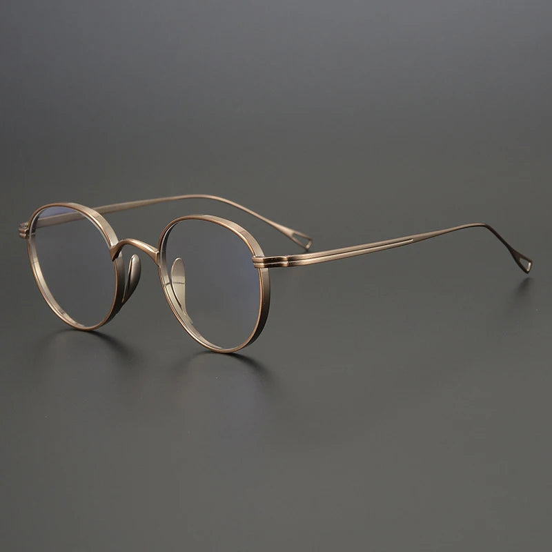 Gatenac Unisex Full Rim Round Small Titanium Eyeglasses Gxyj1447 Full Rim Gatenac Bronze