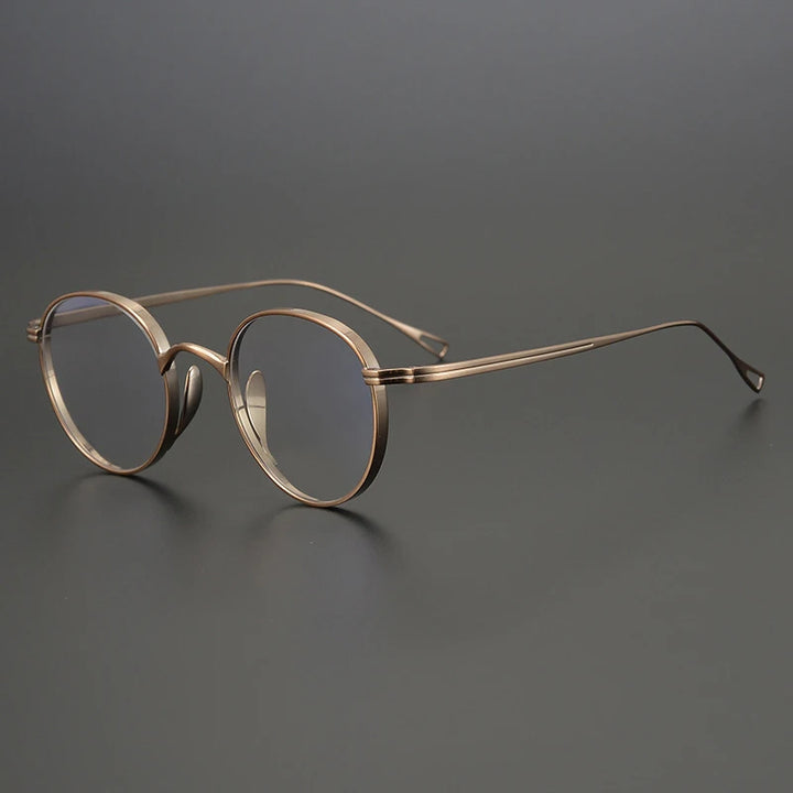 Gatenac Unisex Full Rim Round Small Titanium Eyeglasses Gxyj1447 Full Rim Gatenac Bronze