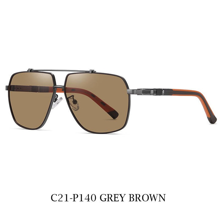 Zirosat Unisex Full Rim Square Double Bridge Alloy Polarized Sunglasses 6312 Sunglasses Zirosat C21-P140