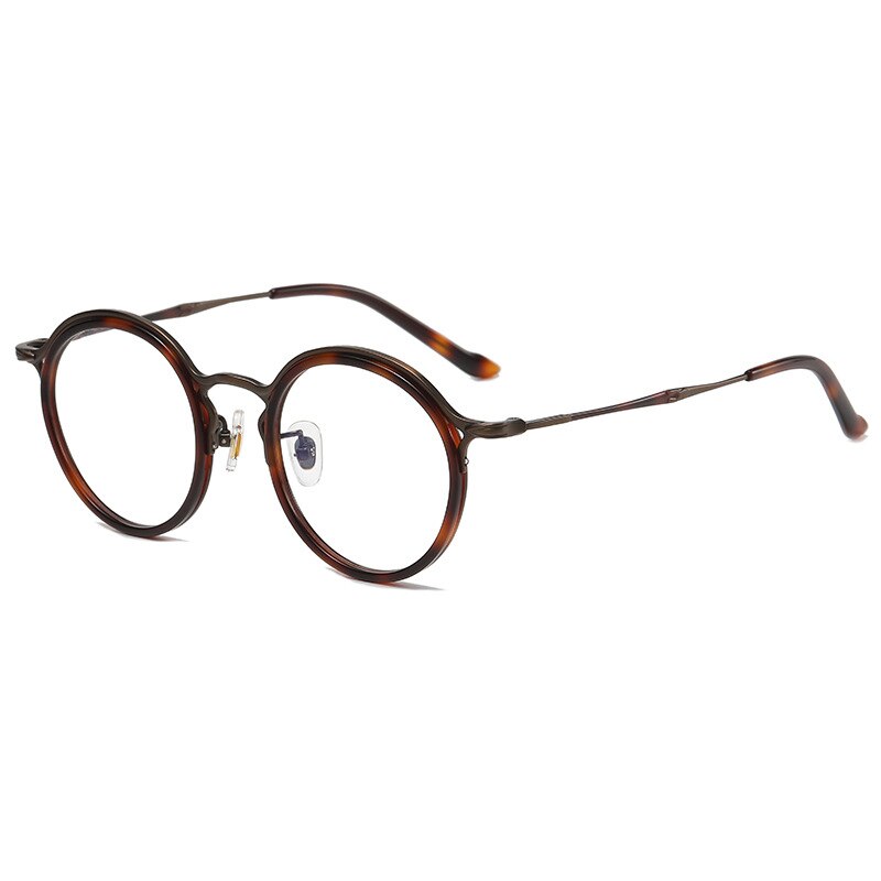 Gatenac Unisex Full Rim Round Titanium Eyeglasses Gxyj1019 Full Rim Gatenac Tortoiseshell